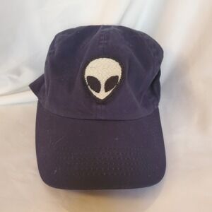 Newhattan Alien Head Strapback Baseball Cap Hat Adult Navy Blue Mens Embroidered